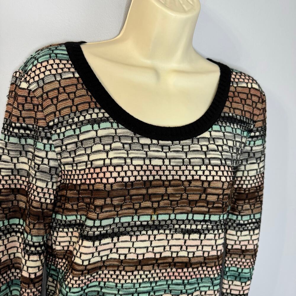 Missoni Wool Blend Textured Knit Multi Scoop Neck Pullover Sweater Made Italy 8 - Picture 8 of 13